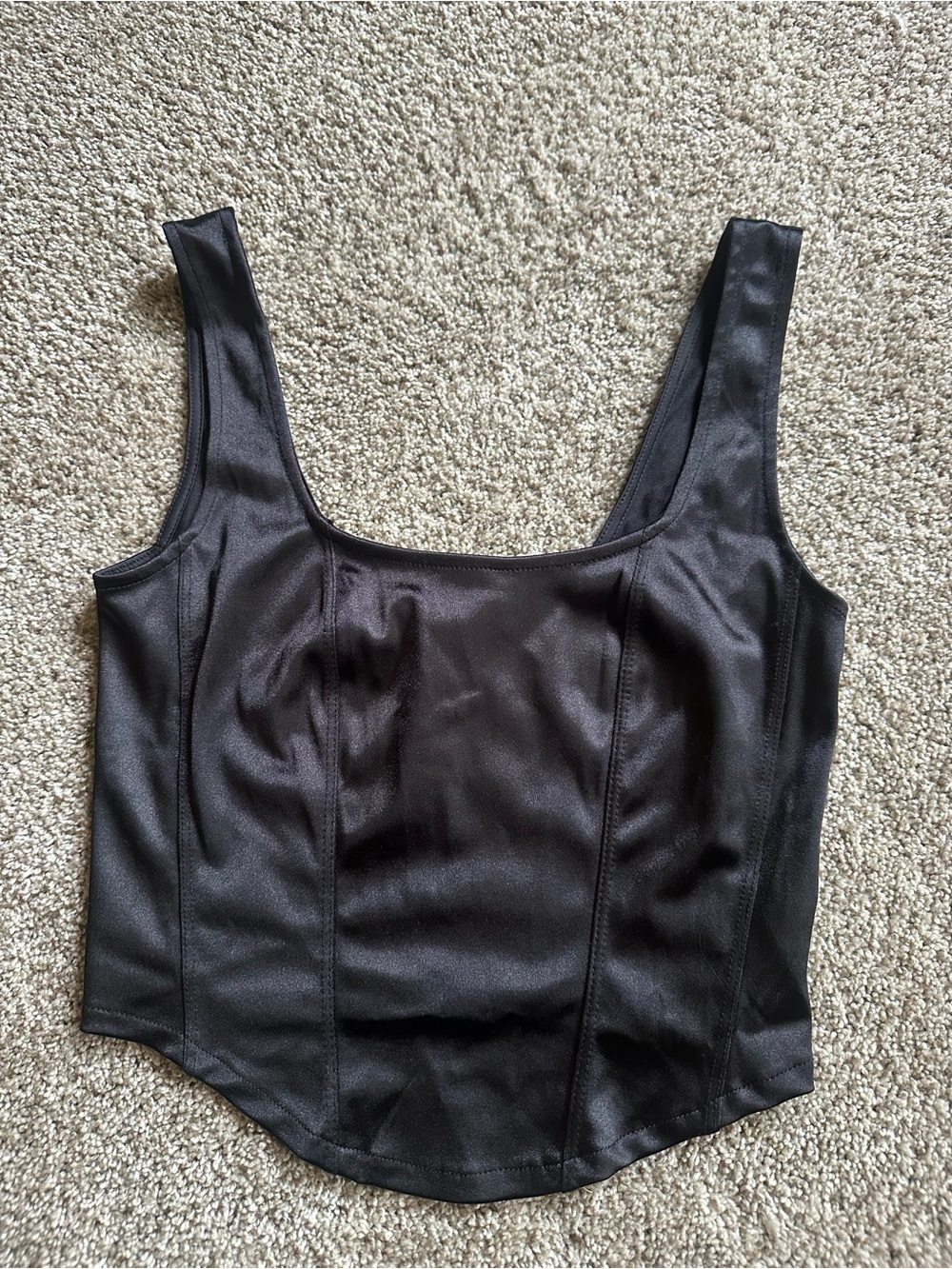 H&M Black Square-Neck Crop Tank Top